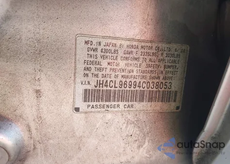 2004 Acura Tsx из США, поврежденный, VIN JH4CL96994C038053